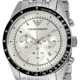 Emporio Armani Sportivo Chronograph Silver Dial Silver Steel Strap Watch For Men - AR6073