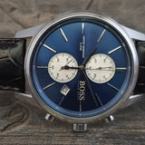 Buy Shop Hugo Boss Time One Blue Dial Black Leather Strap Watch for Men - 1513431 USA Online