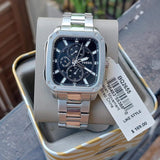 Buy Shop Fossil Inscription Multifunction Black Dial Silver Steel Strap Watch for Men - BQ2655 USA Online