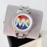 Buy Shop Michael Kors Ritz Pave Multicolored Dial Silver Steel Strap Watch for Women - MK6864 USA Online