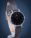 Buy Shop Daniel Wellington Classic Petite York Black Dial Brown Leather Strap Watch For Women - DW00100238 USA Online