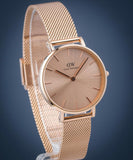 Buy Shop Daniel Wellington Petite Rose Gold Dial Rose Gold Mesh Bracelet Watch For Women - DW00100471 USA Online