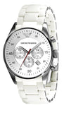 Buy Shop Emporio Armani Sport Chronograph White Dial White Silicone Strap Watch For Men - AR5859 USA Online