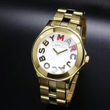 Buy Shop Marc Jacobs Rivera White Dial Gold Steel Strap Watch for Women - MBM3137 USA Online