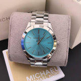 Buy Shop Michael Kors Runway Blue Dial Silver Steel Strap Watch for Women - MK3292 USA Online