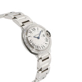 Buy Shop Cartier Ballon Bleu De Cartier Diamonds White Dial Silver Steel Strap Watch for Women - W4BB0015 USA Online
