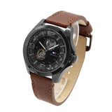 Buy Shop Tommy Hilfiger Bruce Automatic Black Dial Brown Leather Strap Watch for Men - 1791280 USA Online