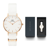 Buy Shop Daniel Wellington Petite Dover Quartz White Dial White NATO Strap Watch For Women - DW001000313 USA Online