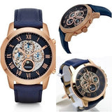 Buy Shop Fossil Grant Automatic Blue Dial Blue Leather Strap Watch for Men - ME3029 USA Online