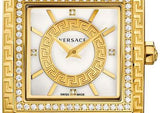 Buy Shop Versace DV25 Diamonds White Dial White Leather Strap Watch For Women - VQF060015 USA Online