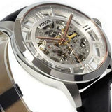 Buy Shop Fossil Townsman Automatic Skeleton Silver Dial Black Leather Strap Watch for Men - ME3041 USA Online