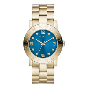 Buy Shop Marc Jacobs Amy Blue Dial Gold Steel Strap Watch for Women - MBM3303 USA Online