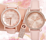 Buy Shop Michael Kors Corey Analog Rose Gold Dial Pink Leather Strap Watch For Women - MK2987 USA Online