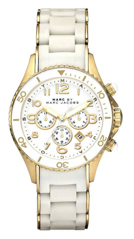 Buy Shop Marc Jacobs Rock Chronograph White Dial White Silicone Strap Watch for Women - MBM2546 USA Online