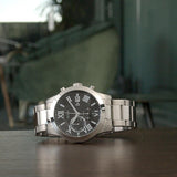 Buy Shop Guess Atlas Chronograph Black Dial Silver Steel Strap Watch For Men - W0668G3 USA Online