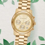 Buy Shop Michael Kors Runway Chronograph Gold Dial Gold Steel Strap Watch For Women - MK7323 USA Online