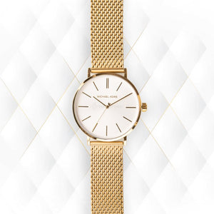 Buy Shop Michael Kors Auden Three Hand White Dial Gold Mesh Strap Watch for Women - MK7150 USA Online