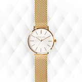 Buy Shop Michael Kors Auden Three Hand White Dial Gold Mesh Strap Watch for Women - MK7150 USA Online
