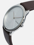 Buy Shop Calvin Klein Minimal Silver Dial Brown Leather Strap Watch for Men - K3M211G6 USA Online