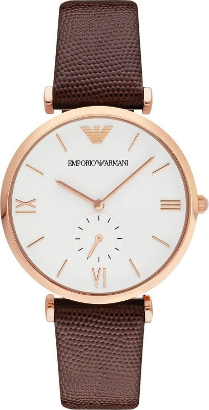 Buy Shop Emporio Armani Analog White Dial Brown Leather Strap Watch For Men - AR9042 USA Online