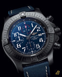 Buy Shop Breitling Super Avenger Chronograph 48 Night Mission Blue Dial Blue Leather Strap Watch for Men - V13375101C1X2 USA Online