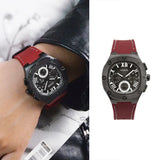 Buy Shop Guess Headline Multifunction Grey Dial Burgundy Silicone Strap Watch For Men - GW0571G4 USA Online