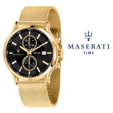 Buy Shop Maserati Epoca 42mm Black Dial Gold Mesh Bracelet Watch For Men - R8873618007 USA Online
