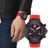 Buy Shop Tissot T Race Chronograph Black Dial Red Rubber Strap Watch For Men - T141.417.37.057.01 USA Online