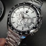 Buy Shop Maserati Traguardo Chronograph Silver Dial Silver Steel Strap Watch For Men - R8873612049 USA Online