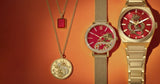 Buy Shop Fossil Jacqueline Dragonsteel Limited Edition Red Dial Gold Mesh Strap Watch for Women - ES5316 USA Online