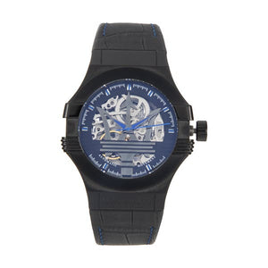 Buy Shop Maserati Potenza Automatic Black Dial Black Leather Strap Watch For Men - R8821108009 USA Online
