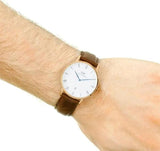 Buy Shop Daniel Wellington Dapper Bristol White Dial Brown Leather Strap Watch For Men - DW00100086 USA Online