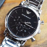 Buy Shop Emporio Armani Luigi Black Dial Silver Steel Strap Watch For Men - AR1894 USA Online