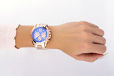 Buy Shop Michael Kors Bradshaw Quartz Blue Dial Rose Gold Steel Strap Watch For Women - MK5951 USA Online