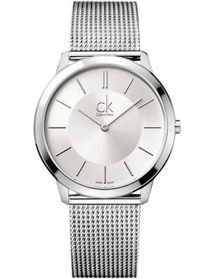Buy Shop Calvin Klein Minimal Silver Dial Silver Mesh Bracelet Watch for Men - K3M21126 USA Online