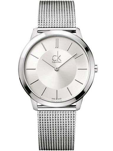 Buy Shop Calvin Klein Minimal Silver Dial Silver Mesh Bracelet Watch for Men - K3M21126 USA Online