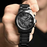 Guess Atlas Chronograph Black Dial Black Steel Strap Watch For Men - W0668G5