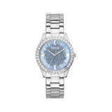 Buy Shop Guess Glitter Burst Diamonds Blue Dial Silver Steel Strap Watch for Women - GW0405L1 USA Online