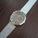 Buy Shop Calvin Klein Minimal Grey Dial Silver Mesh Bracelet Watch for Men - K3M21124 USA Online
