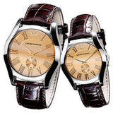 Buy Shop Emporio Armani Classic Quartz Beige Dial Brown Leather Strap Watch For Men - AR0646 USA Online