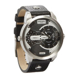 Buy Shop Diesel Mini Daddy Black Silver Dial Black Leather Strap Watch For Men - DZ7307 USA Online