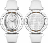 Buy Shop Michael Kors Averi Silver Dial White Leather Strap Watch for Women - MK2524 USA Online