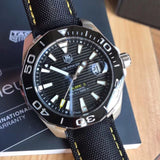 Buy Shop Tag Heuer Aquaracer Calibre 5 Automatic Black Dial Black Nylon Strap Watch for Men - WAY211A.FC6362 USA Online