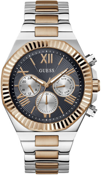 Buy Shop Guess Equity Multifunction Black Dial Two Tone Steel Strap Watch For Men - GW0703G4 USA Online