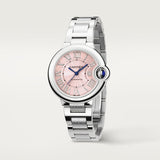 Buy Shop Cartier Ballon Bleu de Cartier Pink Dial Silver Steel Strap Watch for Women - WSBB0046 USA Online