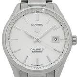 Buy Shop Tag Heuer Carrera Automatic Caliber 5 White Dial Silver Steel Strap Watch for Men - WAR211B.BA0782 USA Online