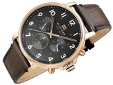 Tommy Hilfiger Daniel Black Dial Brown Leather Strap Watch for Men - 1710379