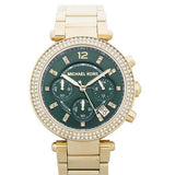 Buy Shop Michael Kors Parker Chronograph Green Dial Gold Steel Strap Watch for Women - MK6263 USA Online
