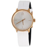 Calvin Klein Accent White Dial White Leather Strap Watch for Women - K2Y2Y6K6