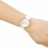 Calvin Klein Accent White Dial White Leather Strap Watch for Women - K2Y2Y6K6